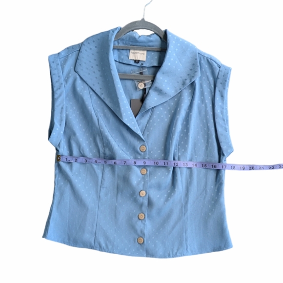Tea Blouse Blue Vintage Style Polka Dot NWT - Picture 3 of 3